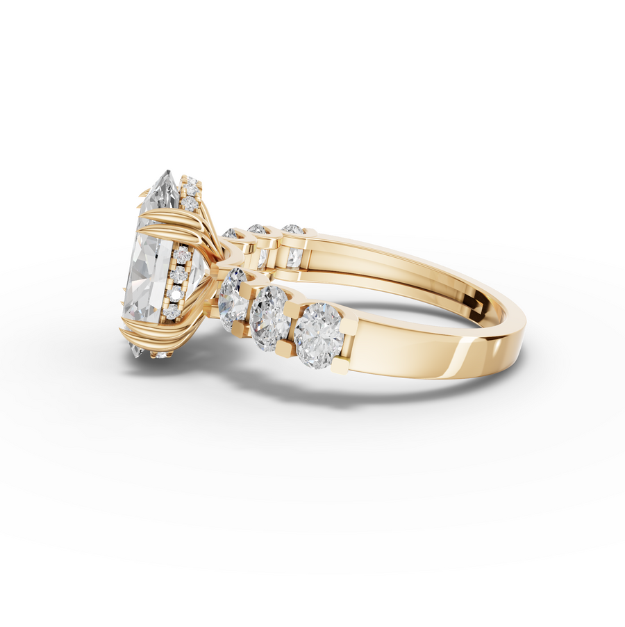 3.92 Ct Oval Solitaire Hidden Halo Ring 3.00 Ct Center