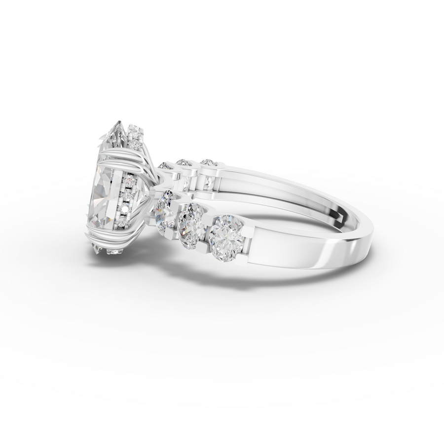 3.92 Ct Oval Solitaire Hidden Halo Ring 3.00 Ct Center