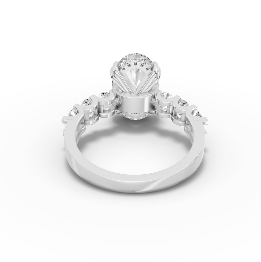 3.92 Ct Oval Solitaire Hidden Halo Ring 3.00 Ct Center