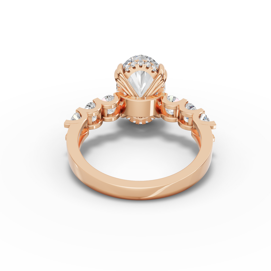 3.92 Ct Oval Solitaire Hidden Halo Ring 3.00 Ct Center