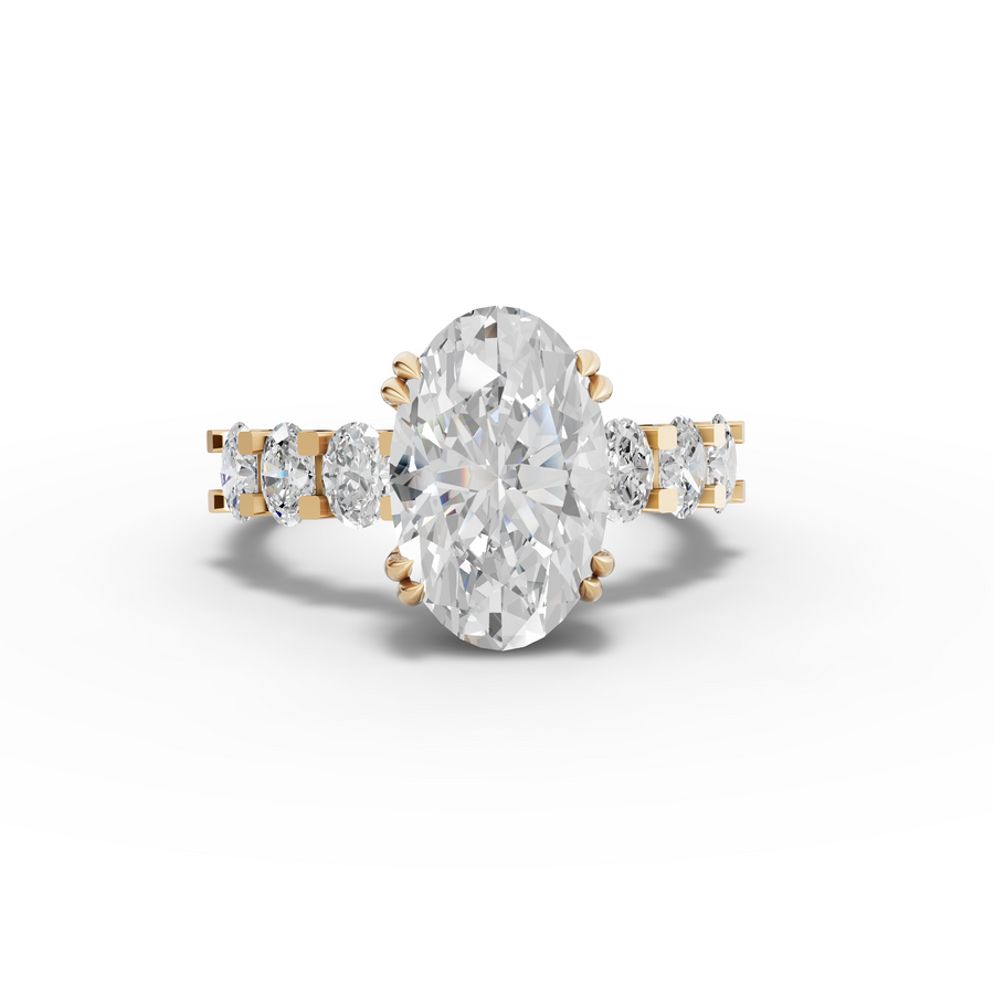 3.92 Ct Oval Solitaire Hidden Halo Ring 3.00 Ct Center