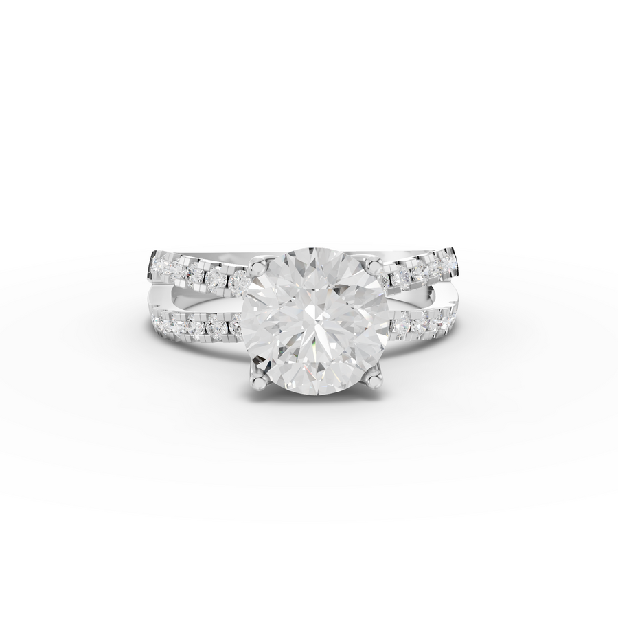 2.49 ct round solitaire lab diamond ring with 2.00 ct center stone and double pavé band