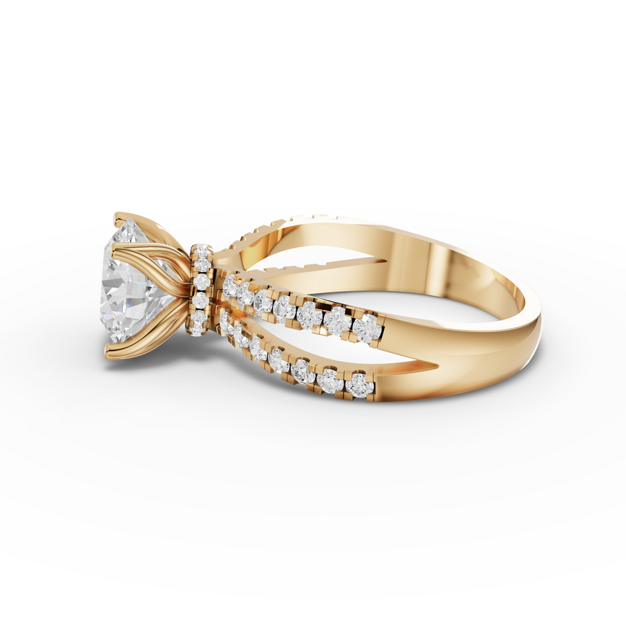 2.49 Ct Round Solitaire Double Pavé Ring 2.00 Ct Center