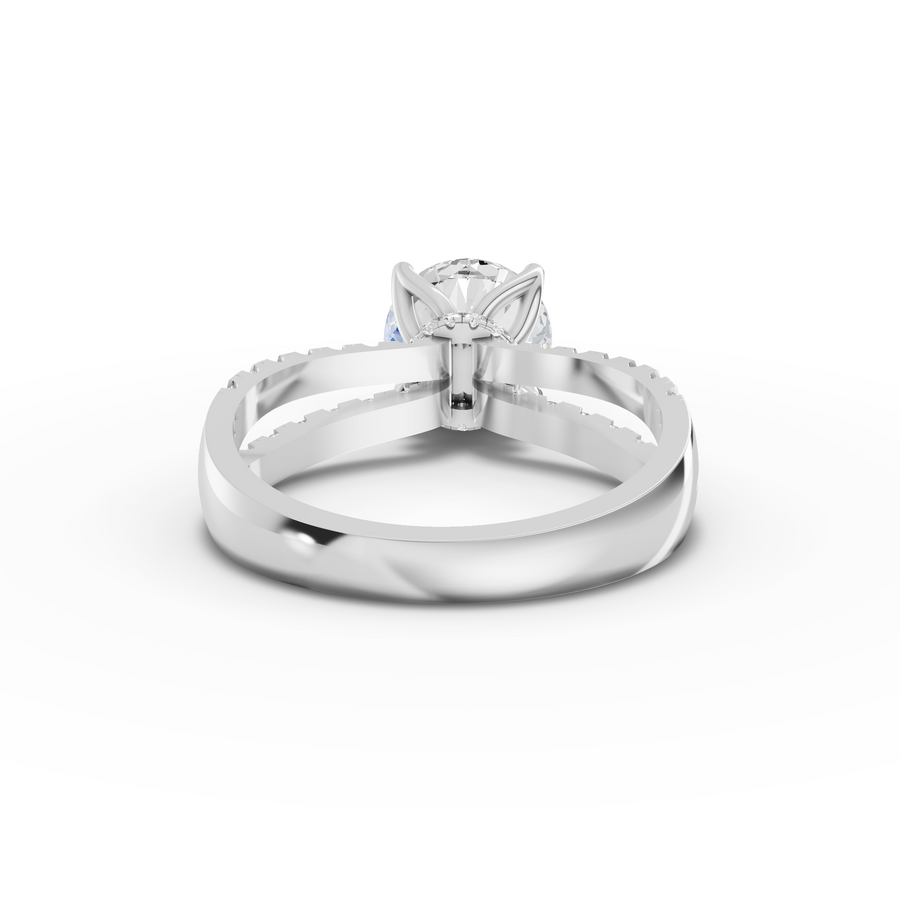 2.49 Ct Round Solitaire Double Pavé Ring 2.00 Ct Center