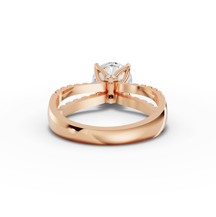 2.49 Ct Round Solitaire Double Pavé Ring 2.00 Ct Center