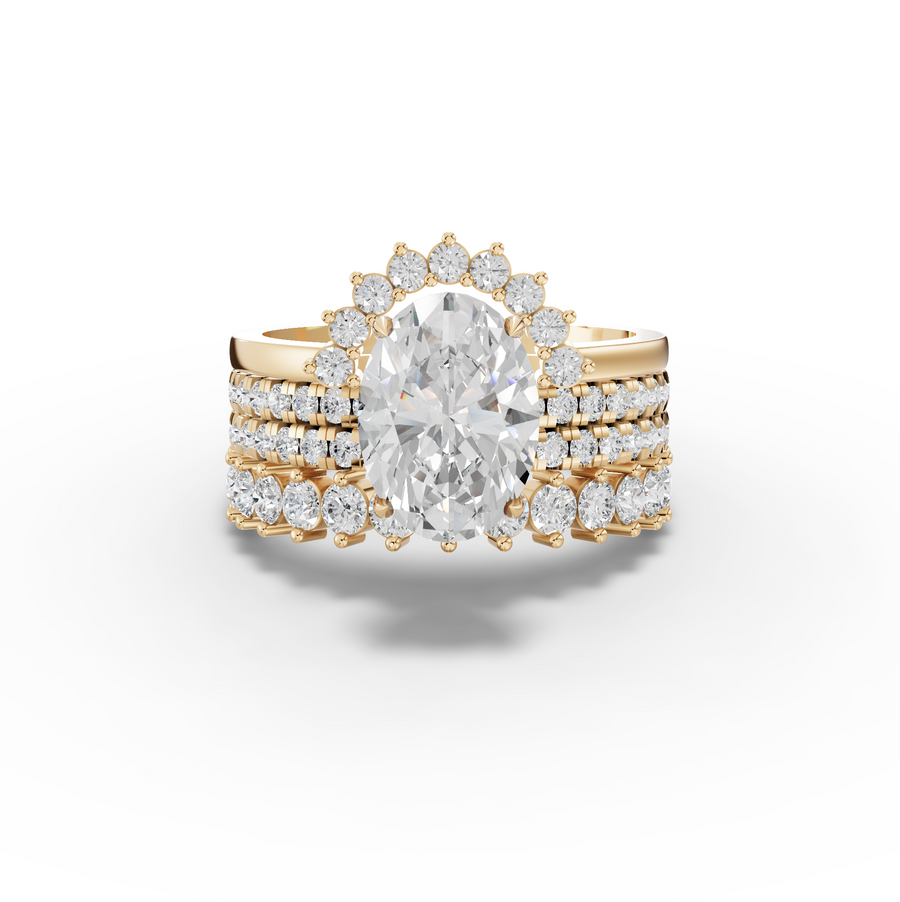 3.17 Ct Oval Halo With Side Stone Band Ring 2.00 Ct Center