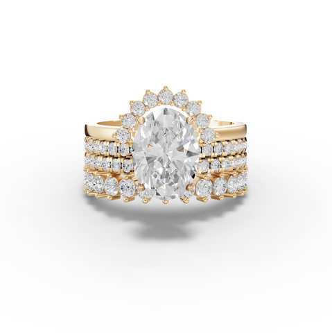3.17 Ct Oval Halo With Side Stone Band Ring 2.00 Ct Center