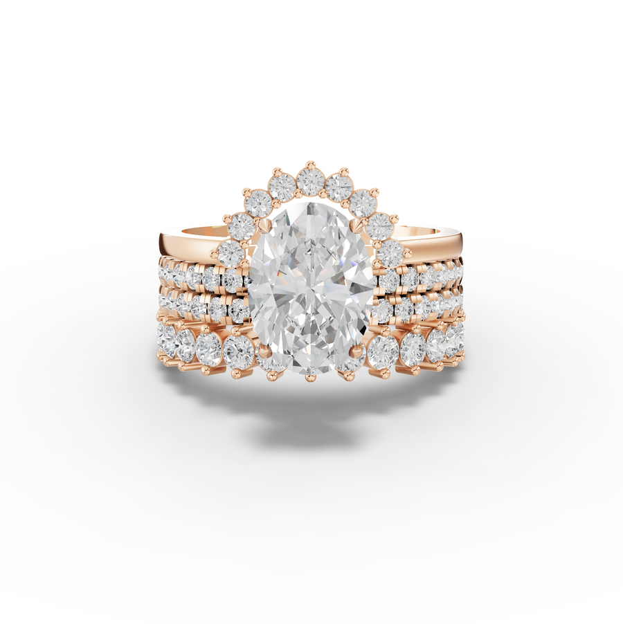 3.17 Ct Oval Halo With Side Stone Band Ring 2.00 Ct Center
