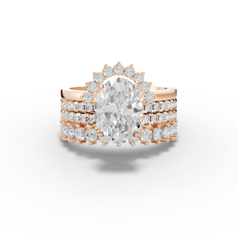 3.17 Ct Oval Halo With Side Stone Band Ring 2.00 Ct Center