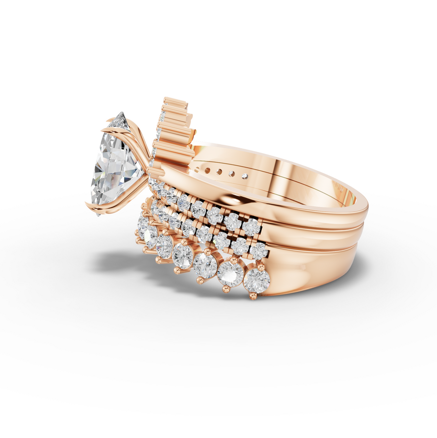 3.17 Ct Oval Halo With Side Stone Band Ring 2.00 Ct Center