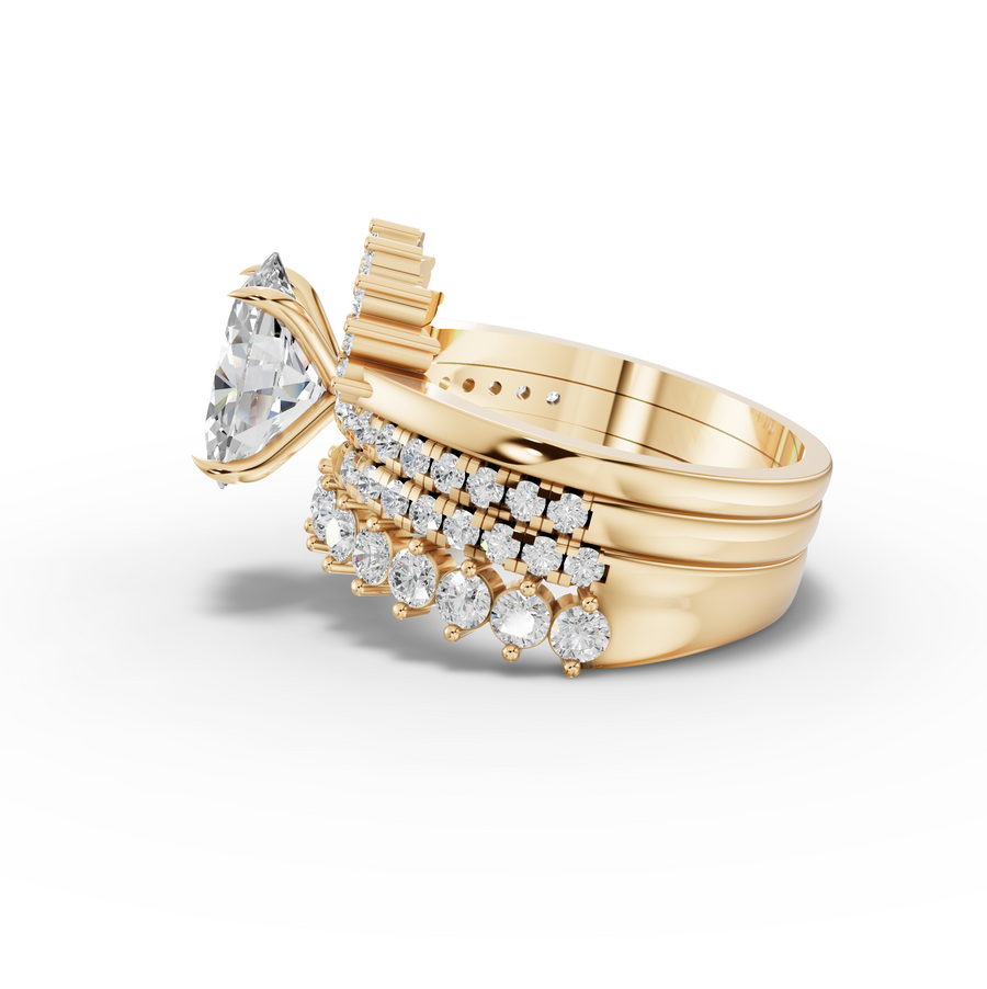 3.17 Ct Oval Halo With Side Stone Band Ring 2.00 Ct Center