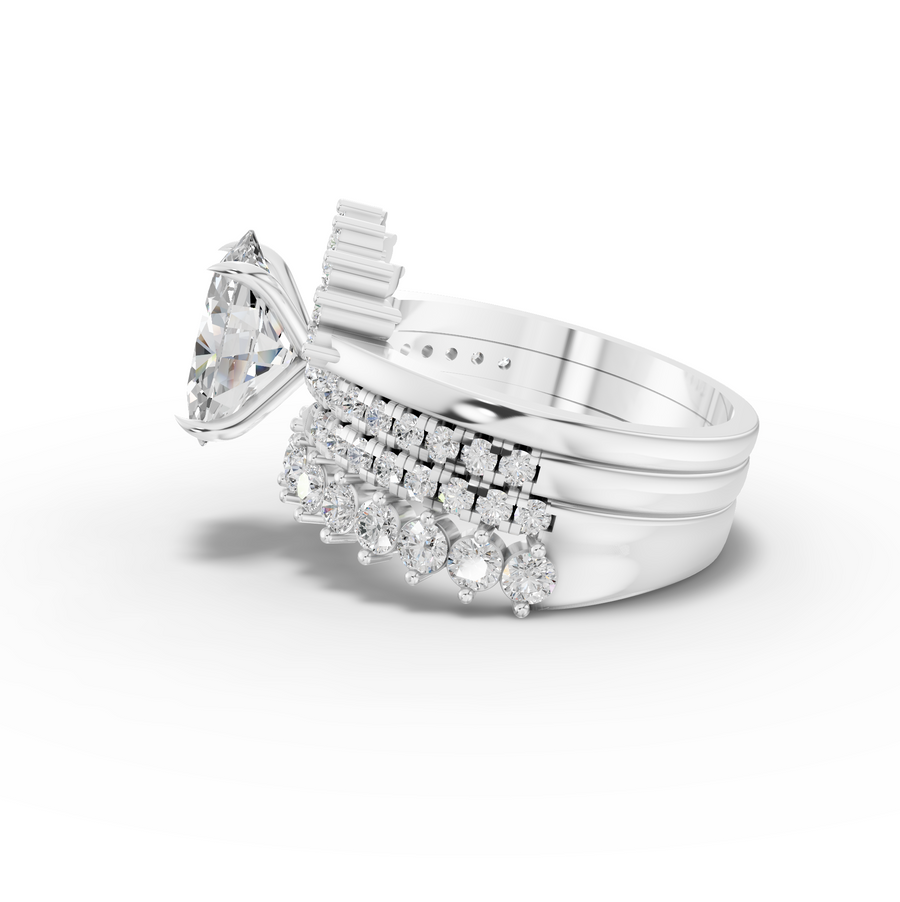 3.17 Ct Oval Halo With Side Stone Band Ring 2.00 Ct Center