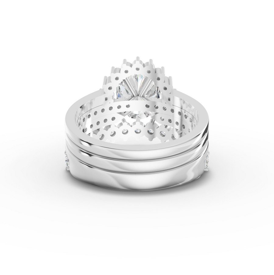 3.17 Ct Oval Halo With Side Stone Band Ring 2.00 Ct Center