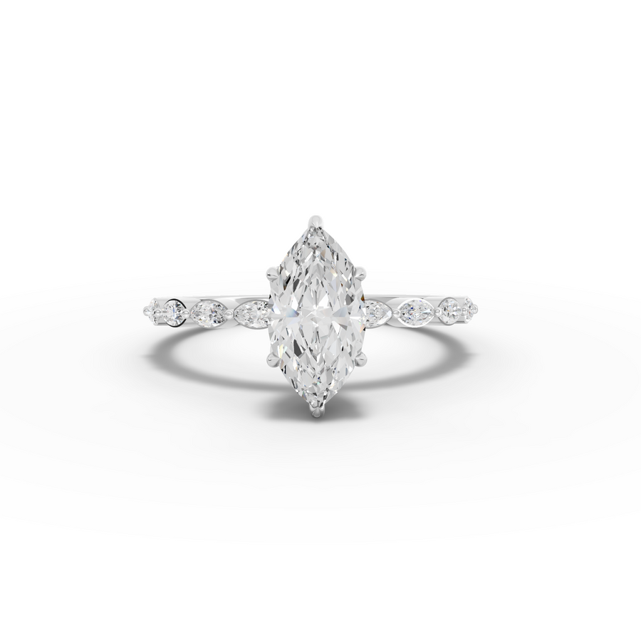 1.28 ct marquise lab diamond hidden halo ring with 1.00 ct center and accent stones