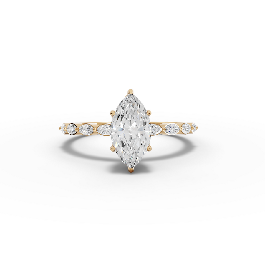 1.28 Ct Marquise Hidden Halo With Side Stone Ring 1.00 Ct Center