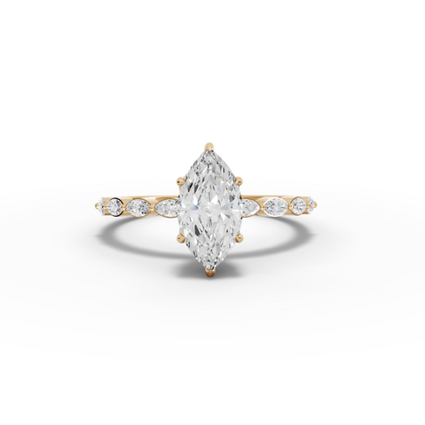 1.28 Ct Marquise Lab Diamond Hidden Halo Accent Ring 1.00 Ct Center