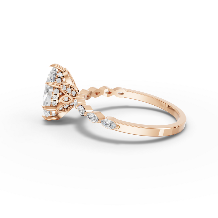 1.28 Ct Marquise Hidden Halo With Side Stone Ring 1.00 Ct Center