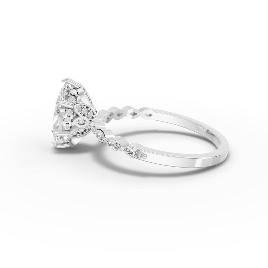 1.28 Ct Marquise Hidden Halo With Side Stone Ring 1.00 Ct Center