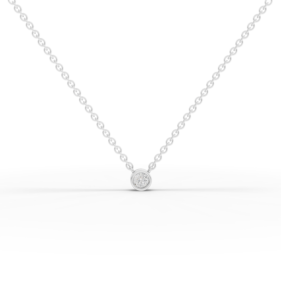 0.50 ct minimal lab grown diamond pendant necklace with bezel setting and round center stone