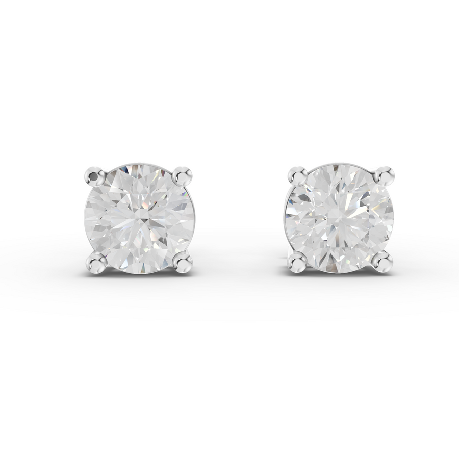 0.50 ct each lab grown diamond stud earrings with 4-prong setting and secure screw backs