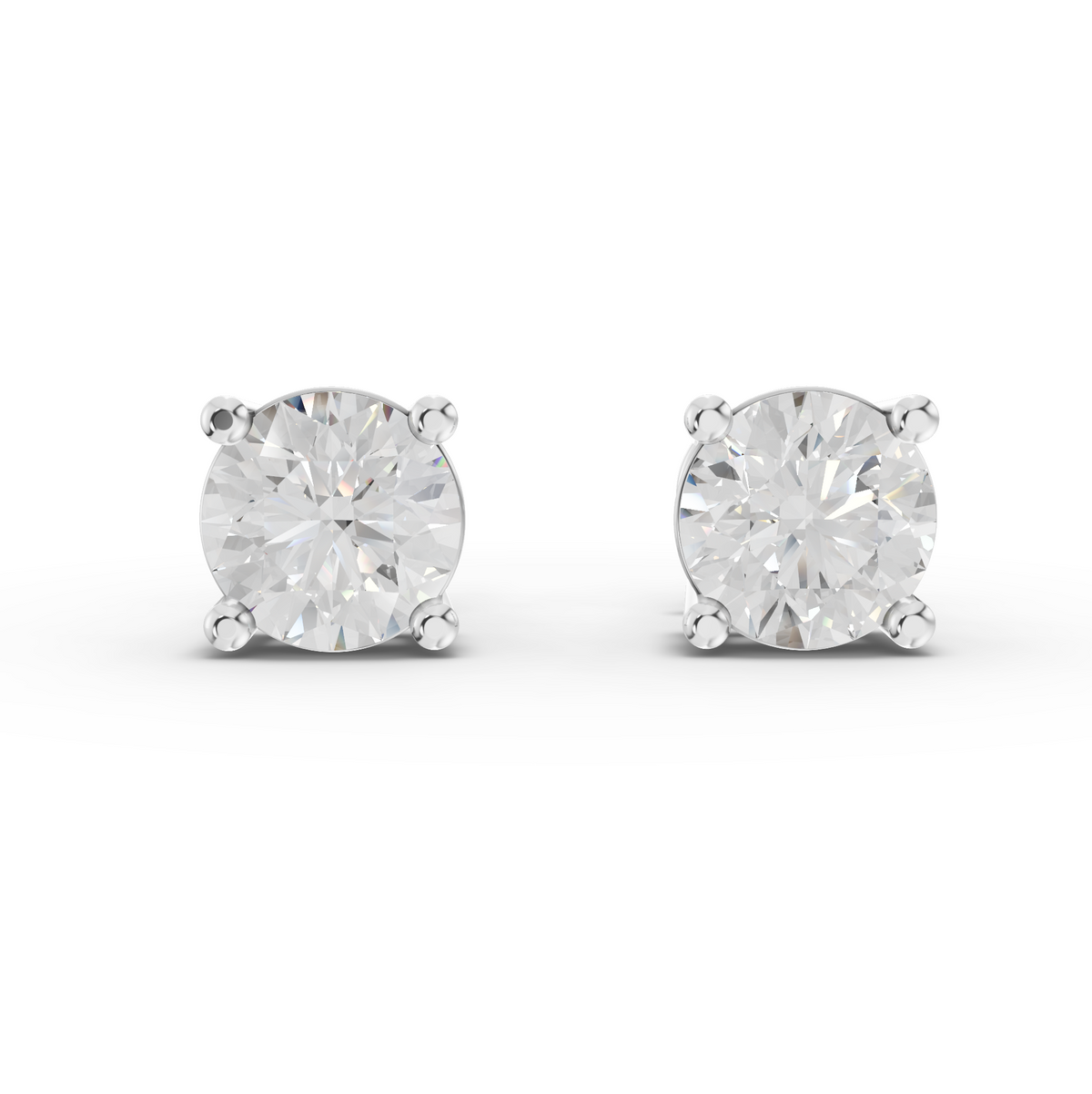 0.50 Ct Each Classic Diamond Stud Earrings Prong Setting 0.50 Ct Center