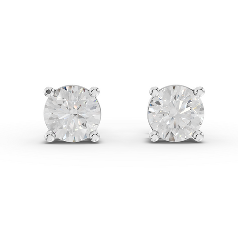 0.50 Ct Each Classic Diamond Stud Earrings Prong Setting 0.50 Ct Center