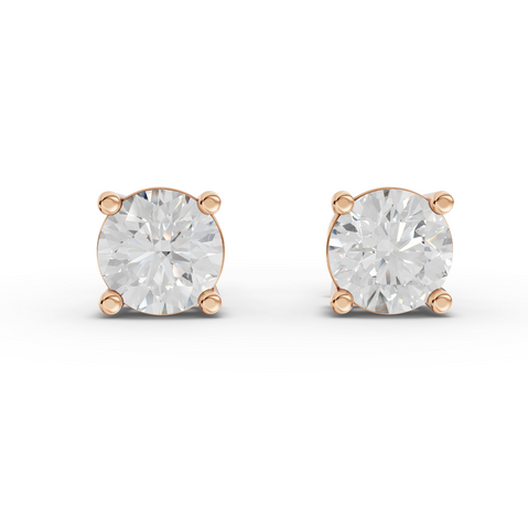0.50 Ct Each Classic Diamond Stud Earrings Prong Setting 0.50 Ct Center