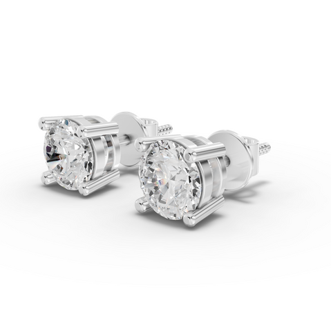 0.50 Ct Each Classic Diamond Stud Earrings Prong Setting 0.50 Ct Center
