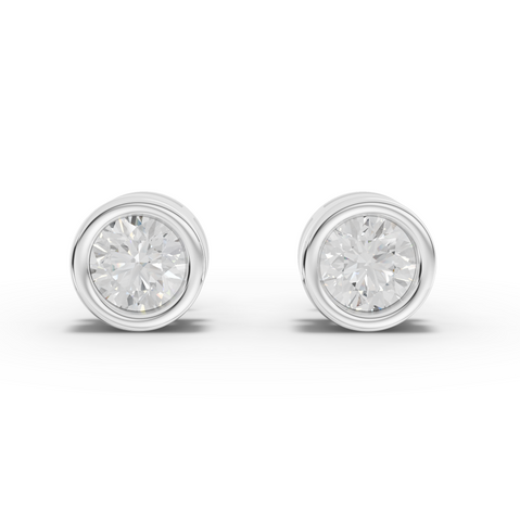 0.50 Ct Each Round Bezel Lab Grown Diamond Stud Earrings 0.50 Ct Center