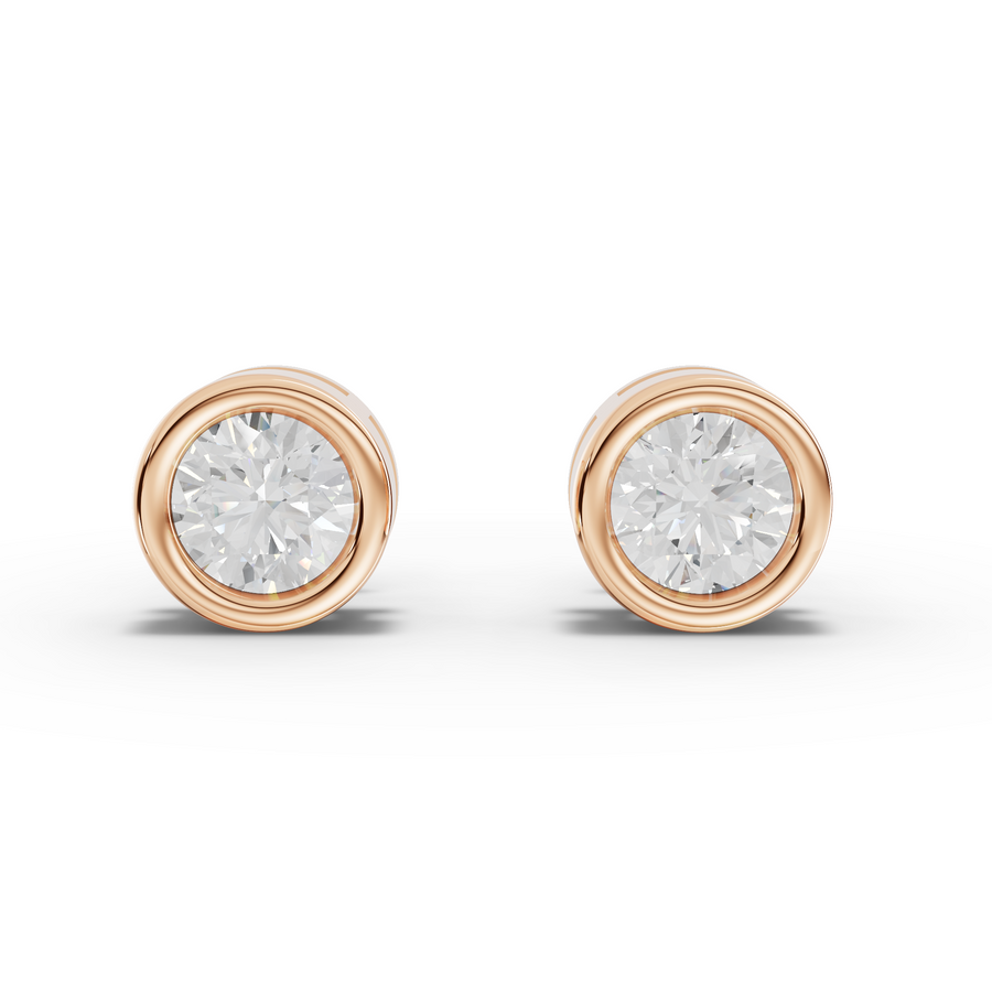 0.50 Ct Each Round Bezel Stud Earrings