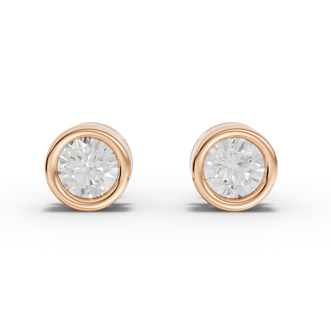 0.50 Ct Each Round Bezel Lab Grown Diamond Stud Earrings 0.50 Ct Center