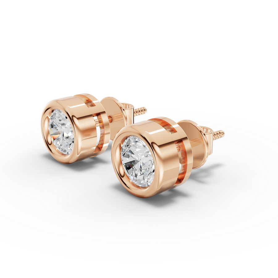 0.50 Ct Each Round Bezel Stud Earrings