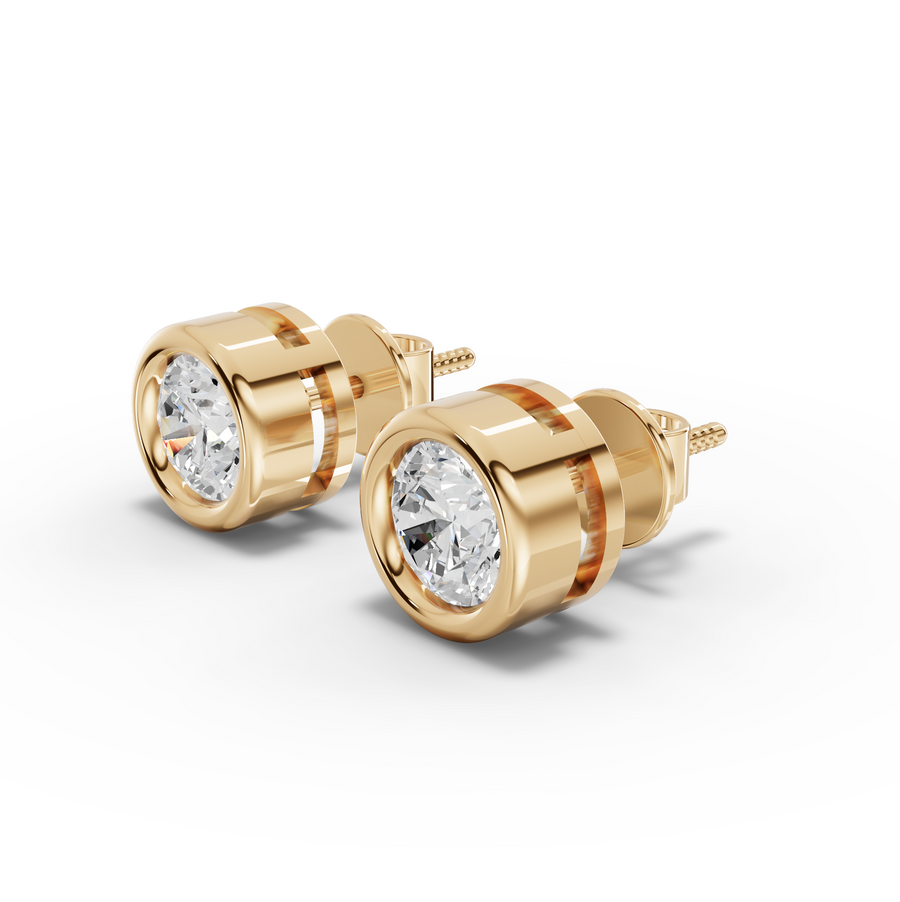 0.50 Ct Each Round Bezel Stud Earrings