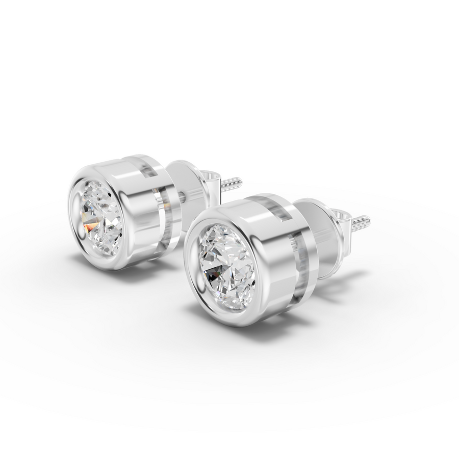 0.50 Ct Each Round Bezel Stud Earrings