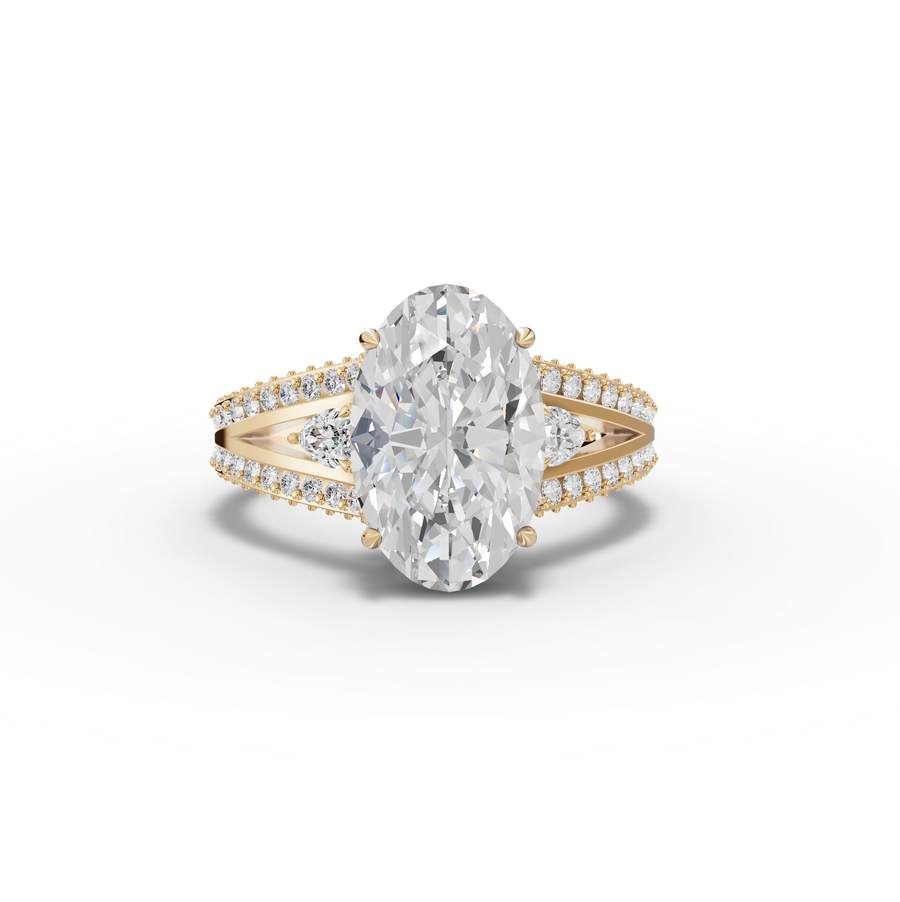 3.75 Ct Oval Hidden Halo Pavé Ring 3.00 Ct Center