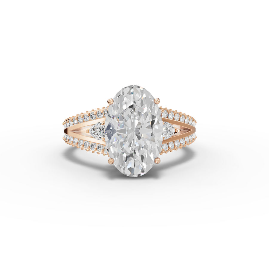 3.75 Ct Oval Hidden Halo Pavé Ring 3.00 Ct Center