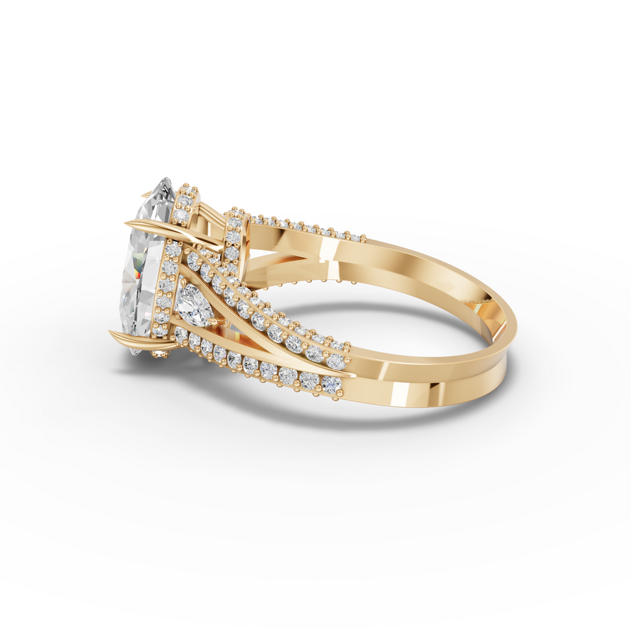 3.75 Ct Oval Hidden Halo Pavé Ring 3.00 Ct Center