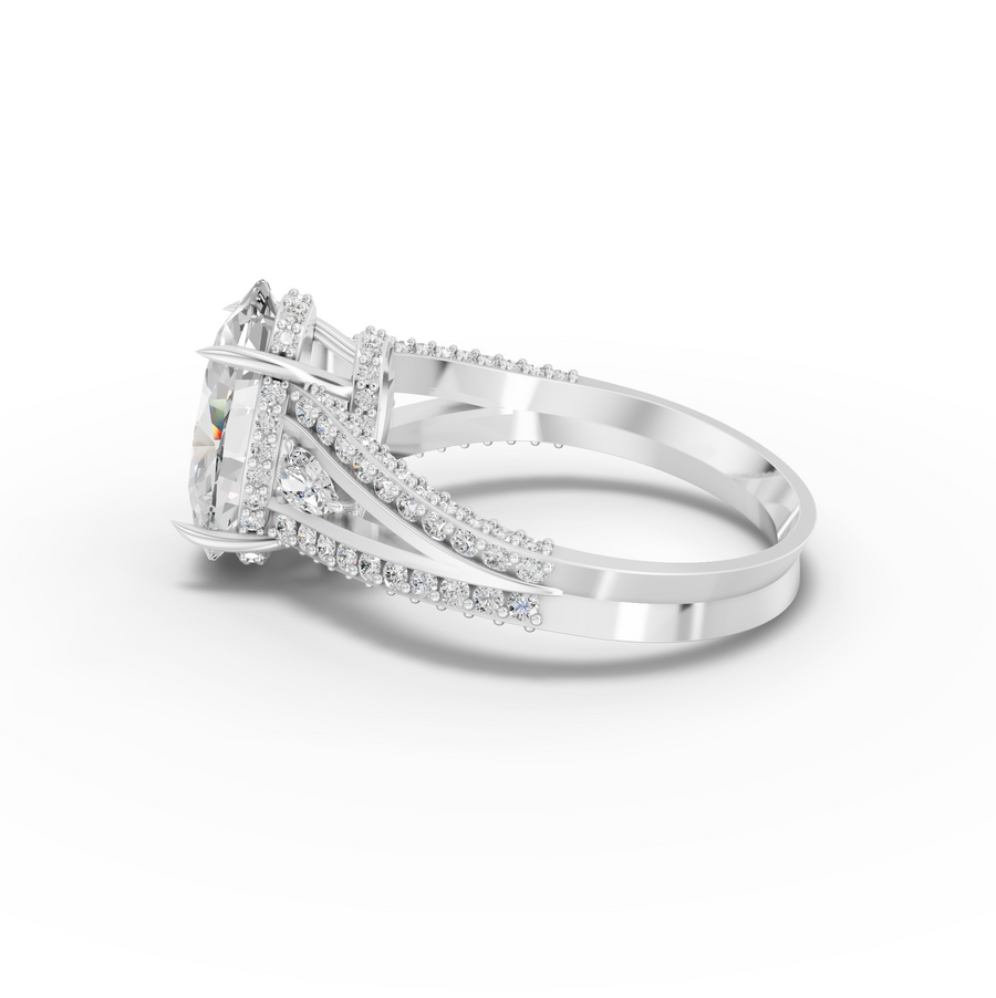 3.75 Ct Oval Hidden Halo Pavé Ring 3.00 Ct Center