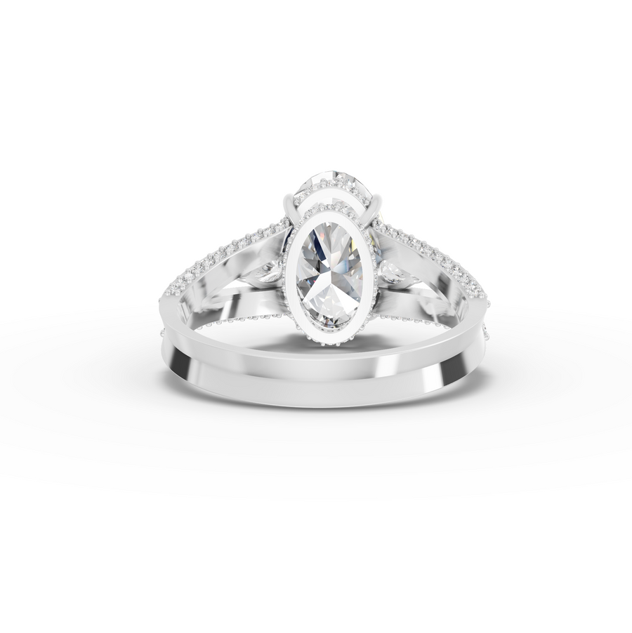 3.75 Ct Oval Hidden Halo Pavé Ring 3.00 Ct Center