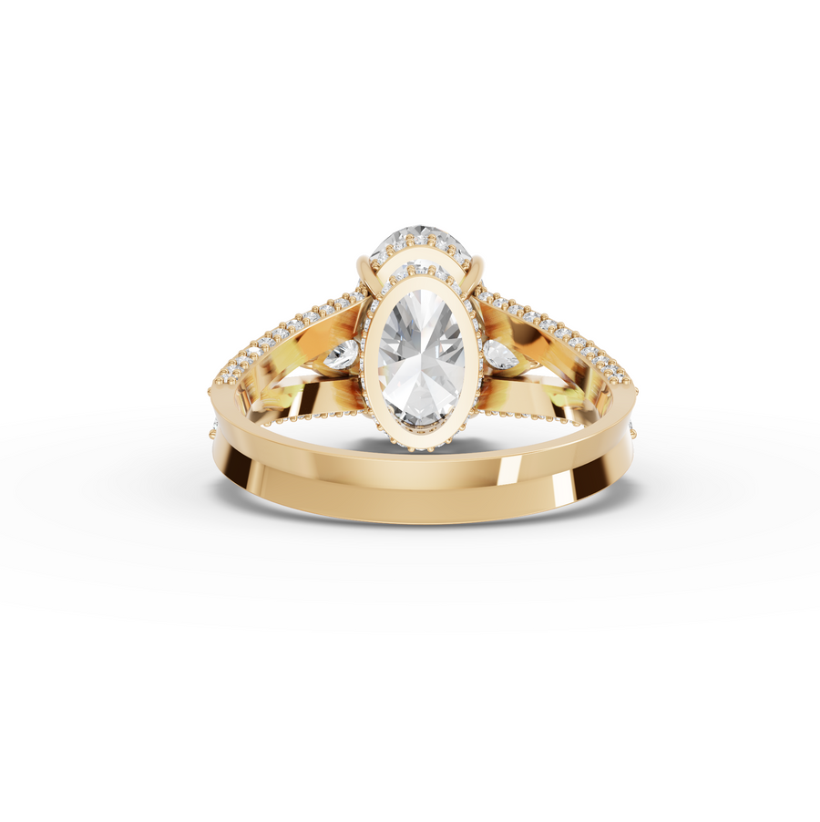 3.75 Ct Oval Hidden Halo Pavé Ring 3.00 Ct Center