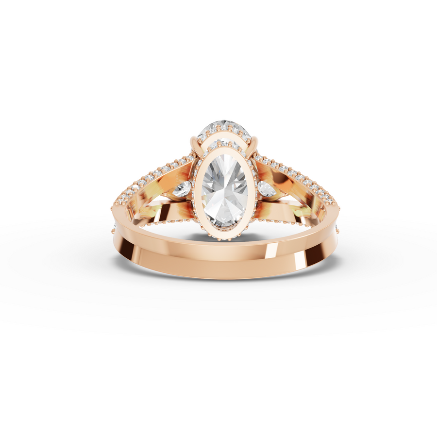 3.75 Ct Oval Hidden Halo Pavé Ring 3.00 Ct Center