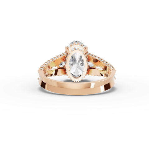 3.75 Ct Oval Solitaire Lab Diamond Hidden Halo Pavé Ring 3.00 Ct Center