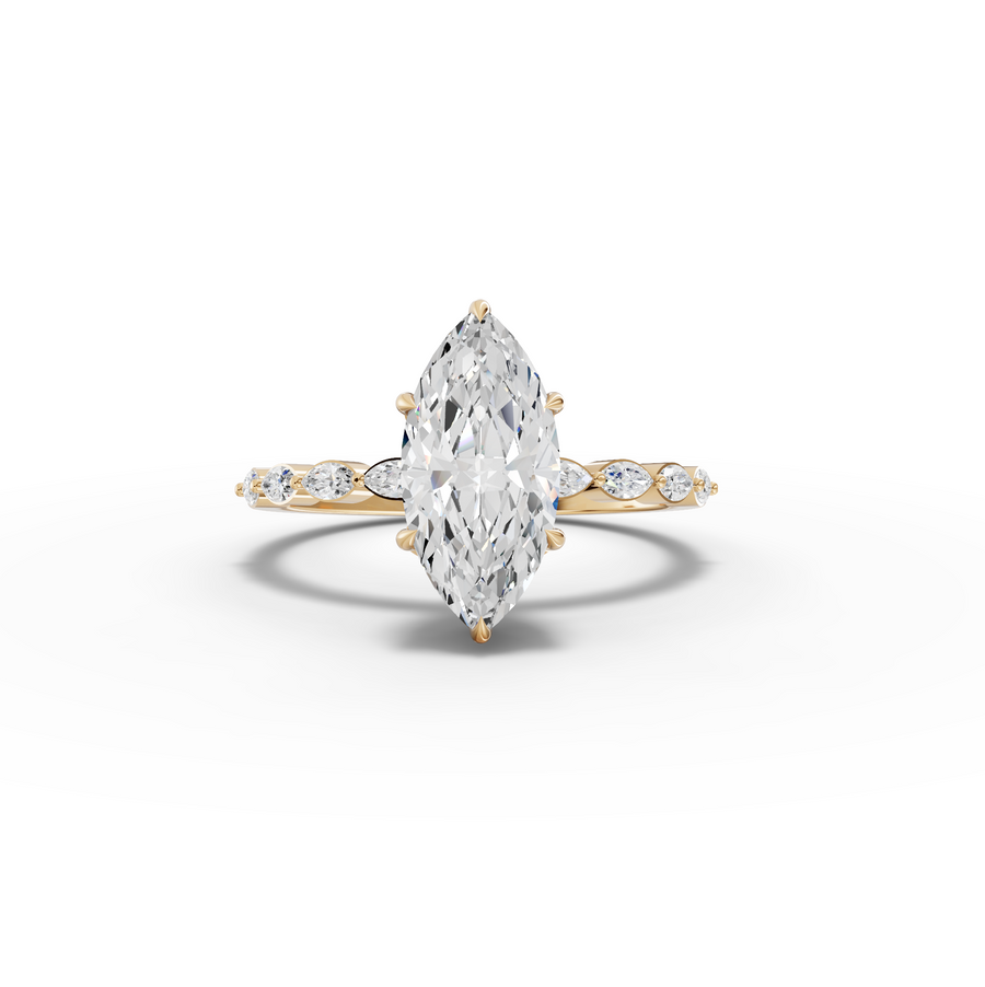 1.82 Ct Marquise Hidden Halo Pavé Ring 1.5 Ct Center