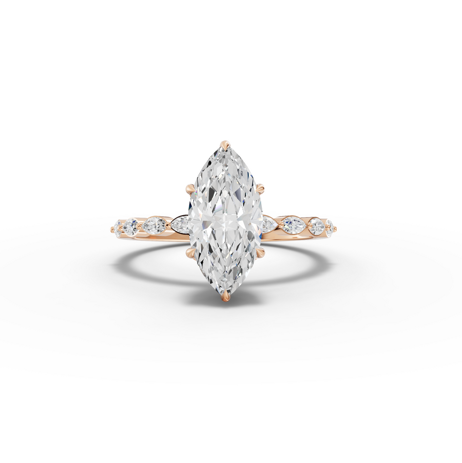 1.82 Ct Marquise Hidden Halo Pavé Ring 1.5 Ct Center