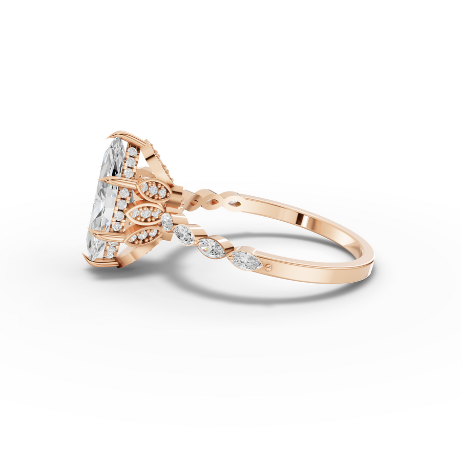 1.82 Ct Marquise Hidden Halo Pavé Ring 1.5 Ct Center