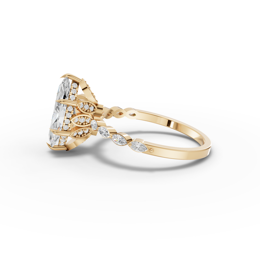 1.82 Ct Marquise Hidden Halo Pavé Ring 1.5 Ct Center