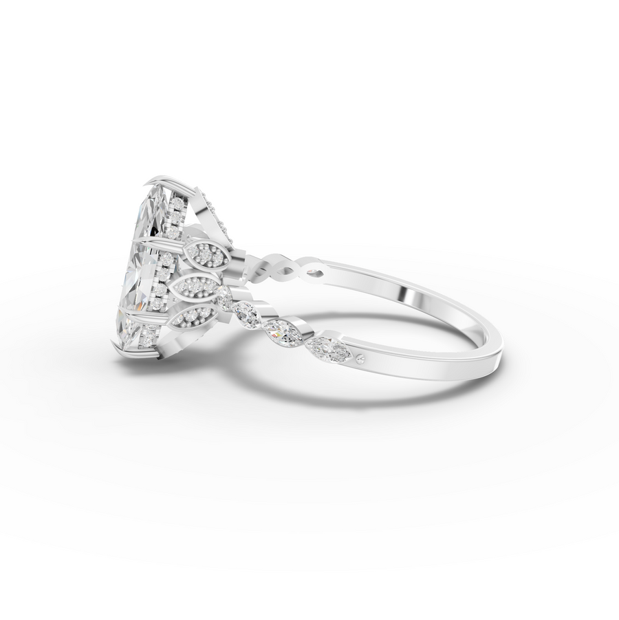 1.82 Ct Marquise Hidden Halo Pavé Ring 1.5 Ct Center