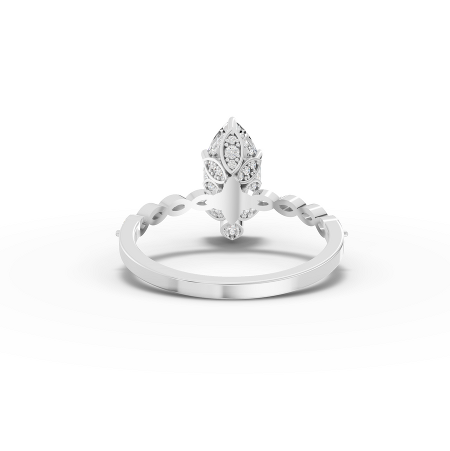 1.82 Ct Marquise Hidden Halo Pavé Ring 1.5 Ct Center