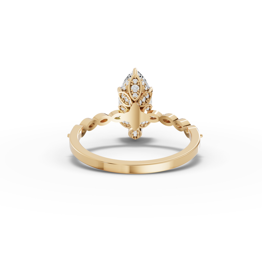 1.82 Ct Marquise Hidden Halo Pavé Ring 1.5 Ct Center