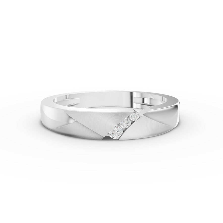 0.047 ct lab diamond diagonal groove wedding band with sleek modern profile and subtle diamond detail